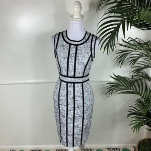 Calvin Klein Banded Black White Dress Womens 4